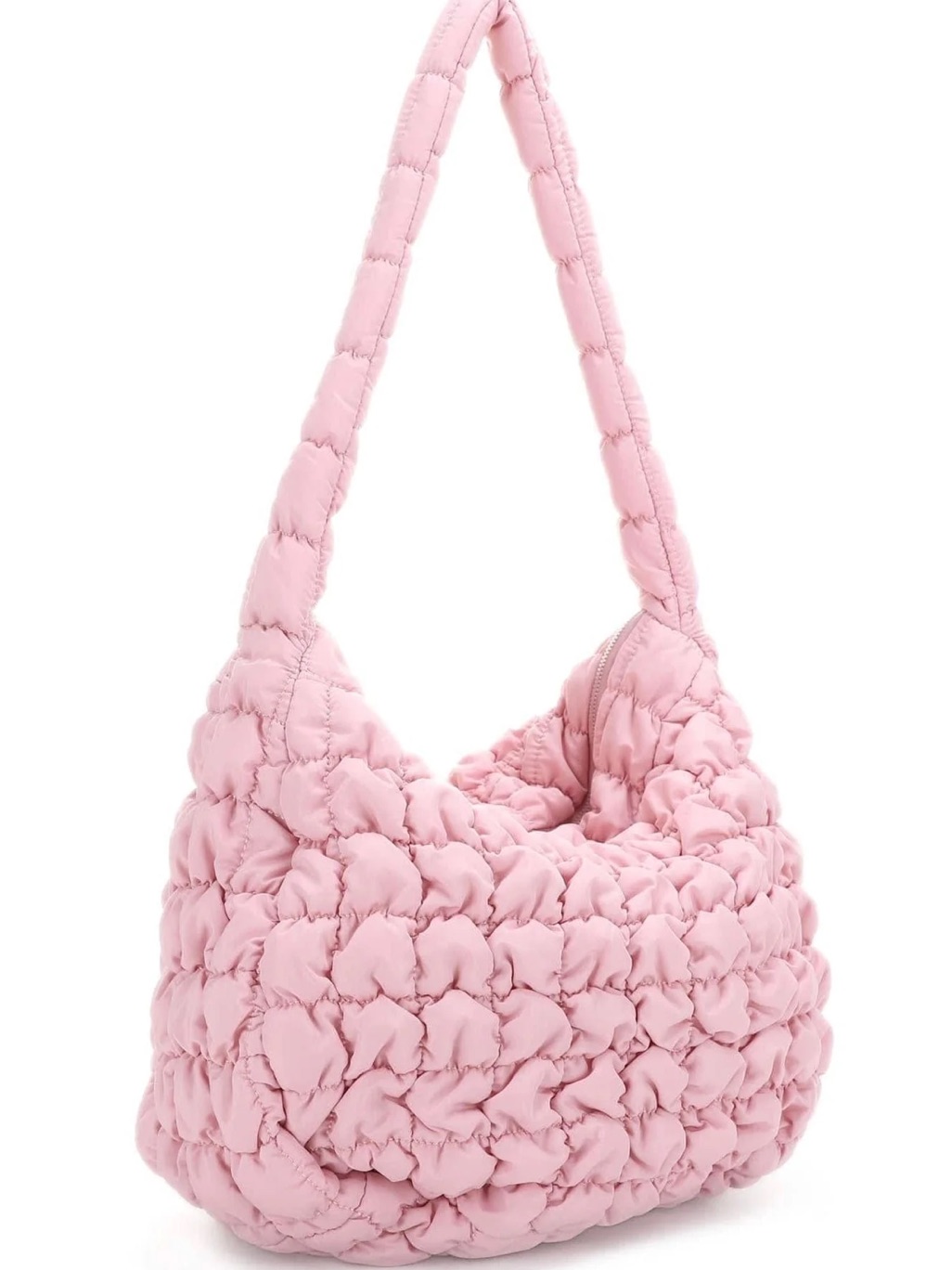 Pink Quilted Puffer Shoulder Bag